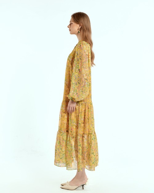 SIXDO Voile Flared Dress for Women